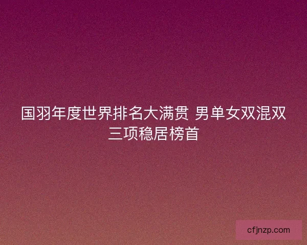 国羽年度世界排名大满贯 男单女双混双三项稳居榜首